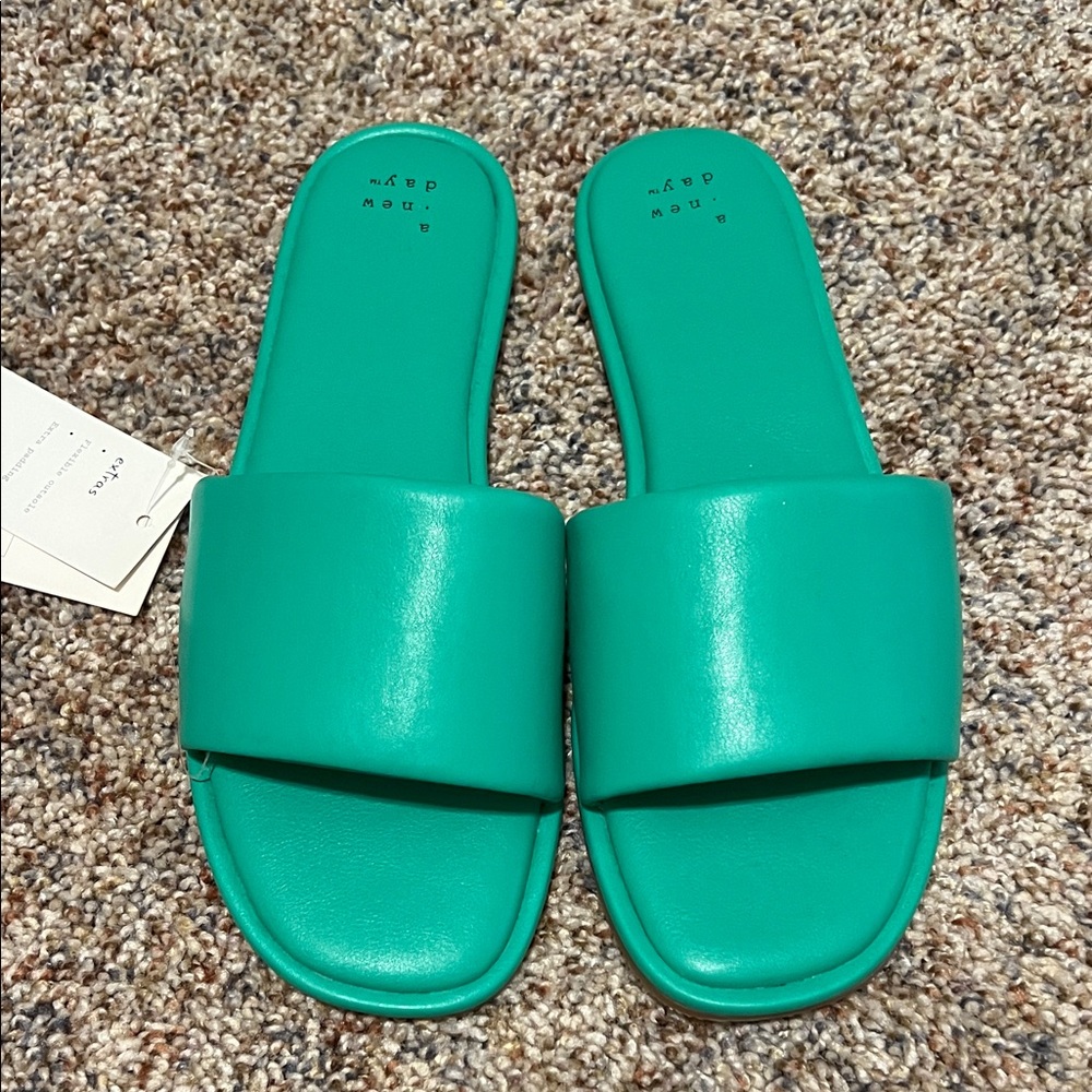 a new day Vibrant Green Slide Sandals
